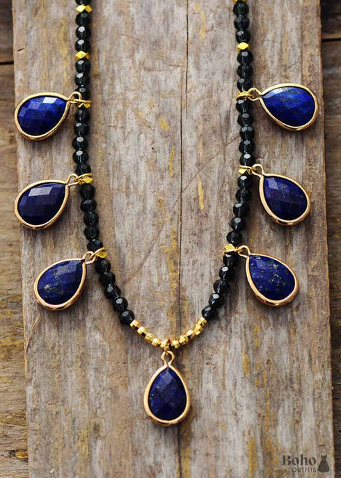 Boho Necklace, Adele Labradorite Teardrop Pendant Necklace